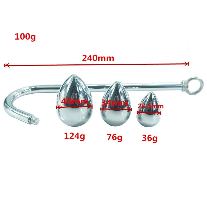 Replacable Three Balls Metal Anal Hooks Butt Plug Strap On Sex Toys For Couple Rope Hook with Anus Stimulation