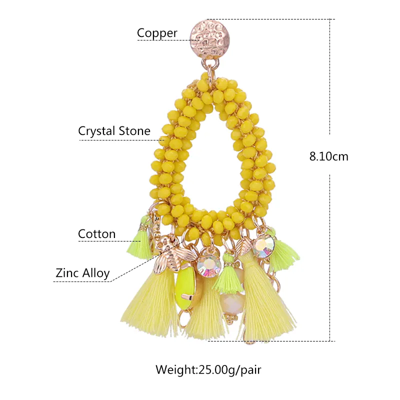 Crystal beads facted handmade drop earrings for woman oorbellen (5)