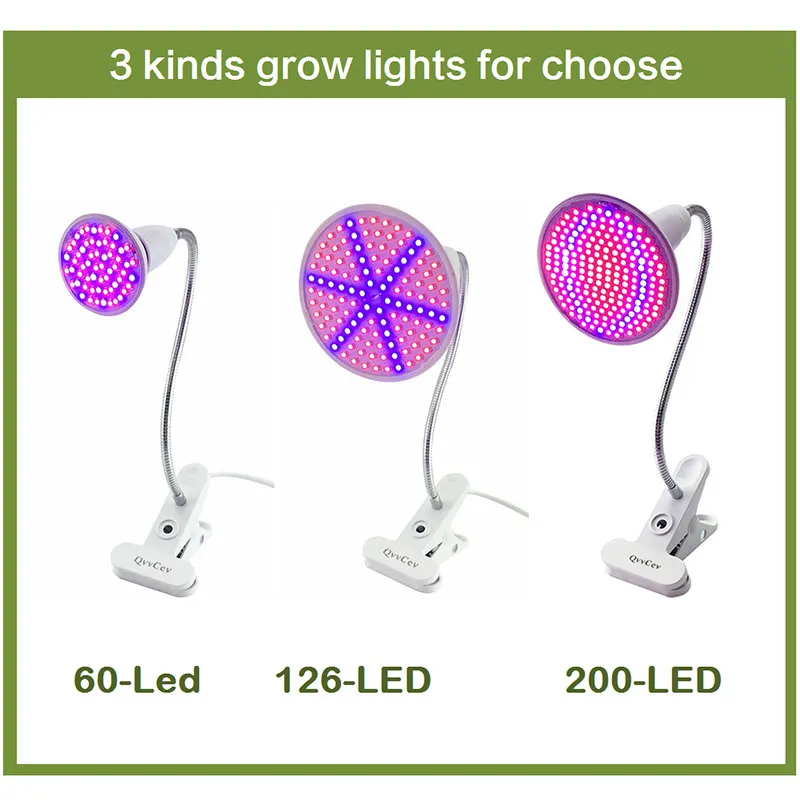 60 126 200 LED成長電球360植物花野菜のための柔軟なランプホルダークリップ成長屋内温室水耕栽培D2 0321I