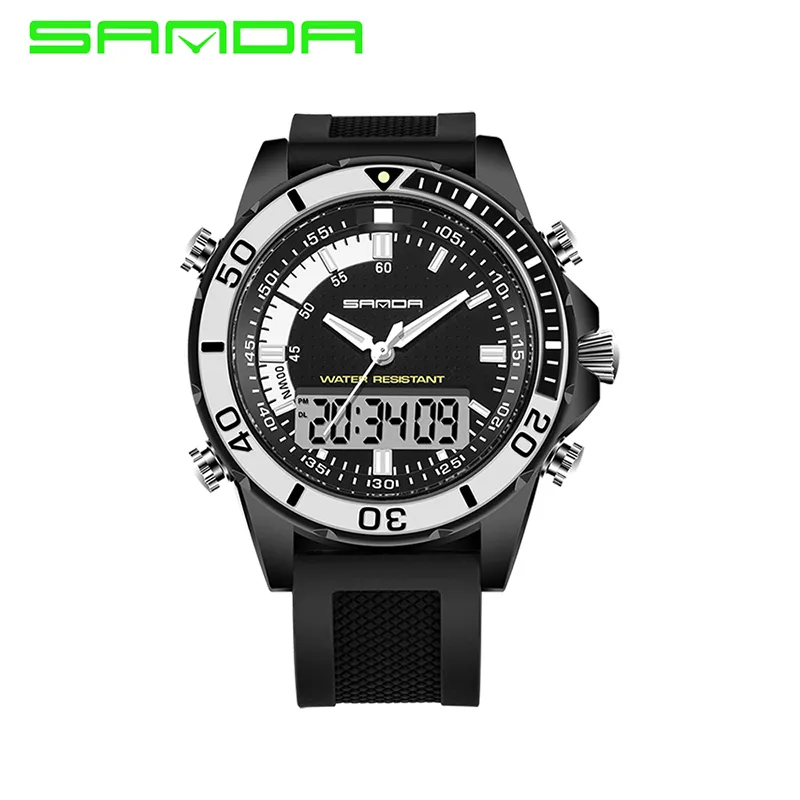 2018 SANDA Brand Shock Watch 3ATM military style Men's Digital silicone men outdoor sports watches multicolor Relogio Masculi208e