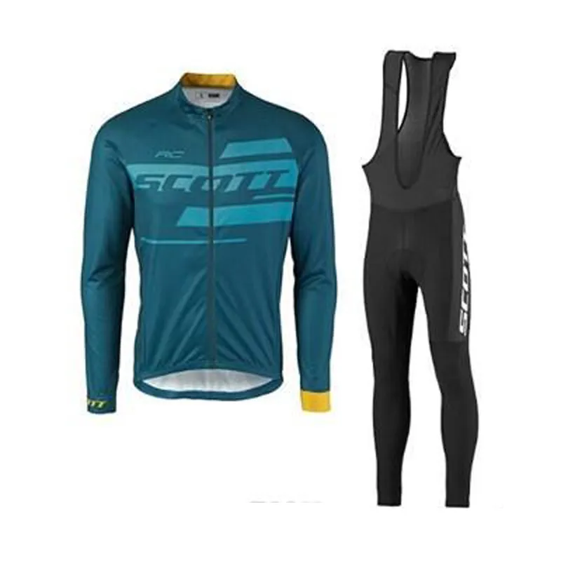 Oddychająca Scott Team Road Bike Nosić Odzież Racing Szybki Sucha Ropa Ciclismo Mężczyźni Jazda Kolarstwo Jersey Garnitury Długi Rękaw Mundurek Y21040113