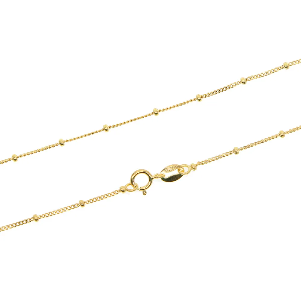 collana classica con catena di perline in argento di base Collana con catena argento oro 100% argento sterling 925260K