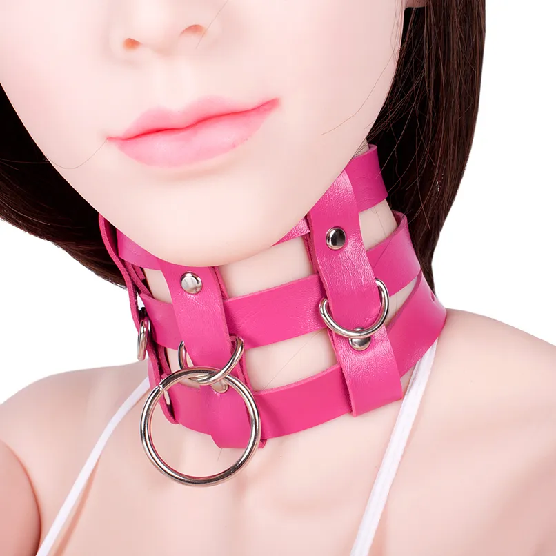 Pu en cuir col collier couloir pour femmes cols sexy retentes de bondage