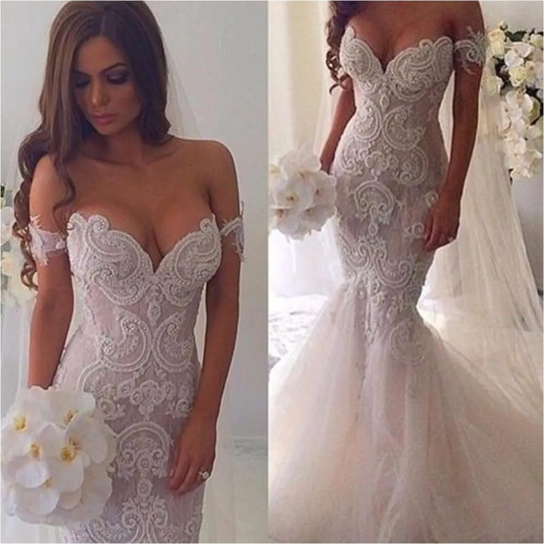 Hot Selling Mermaid Wedding Dresses Steven Khalil Dubai Arabic Off Shoulder Full Length Backless Lace Beading Bridal Gowns Custom HY186