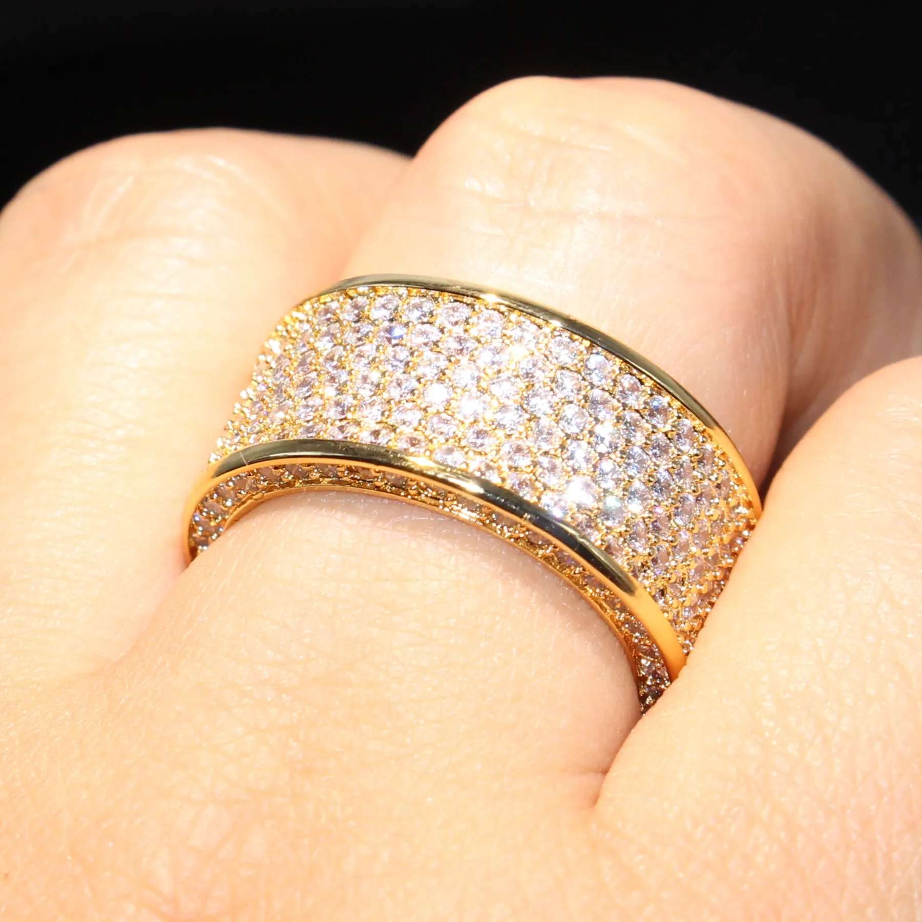 놀라운 브랜드 Desgin 고품질 보석 스털링 Sieryellow Gold 채워진 포장 엔티티 Topaz CZ Diamond Circle Band Ring