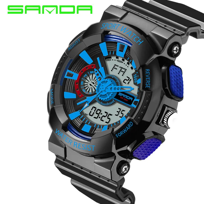 2018 Apressado Mens Led Digital-relógio Nova Marca Sanda Relógios Estilo G Relógio À Prova D 'Água Esporte Militar Choque Para Homens Relojes Hombre2957