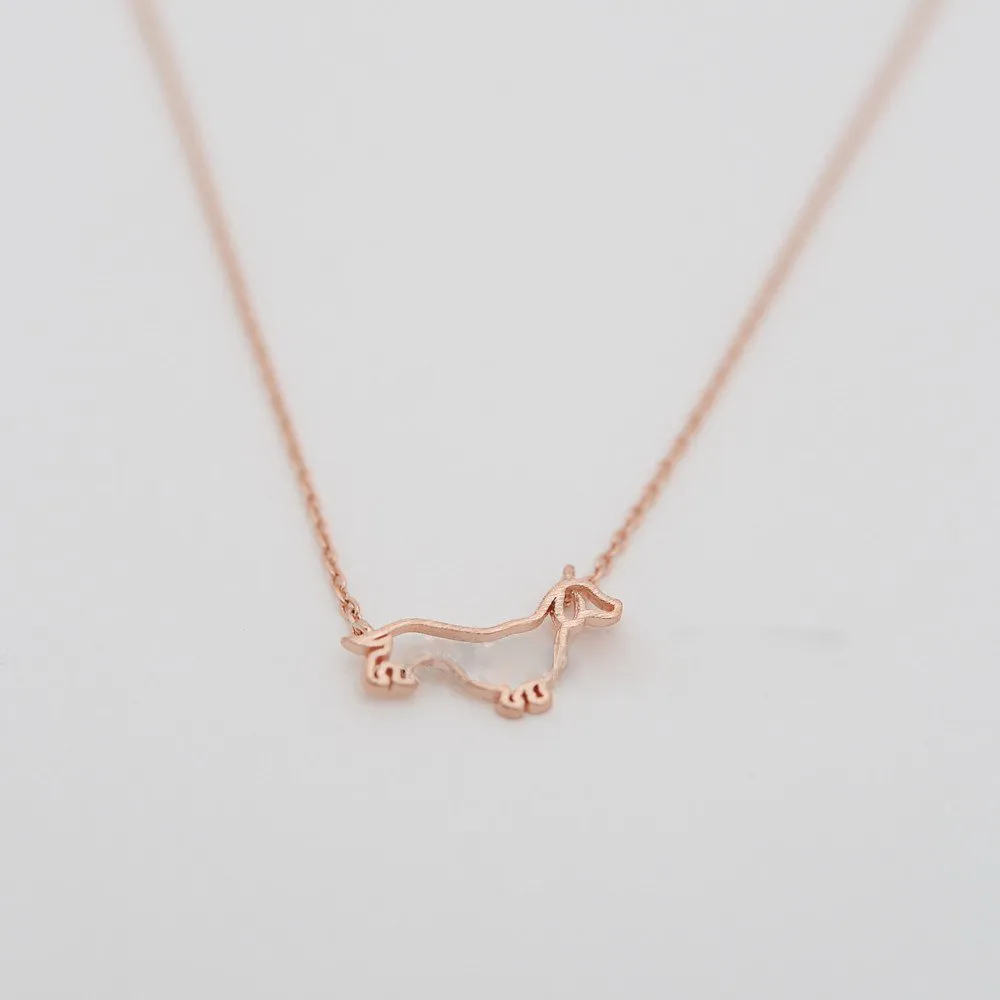 Fashion dachshunds pendant necklaces Dog frame pendant necklaces Lovely animal series plated gold necklaces for women273t