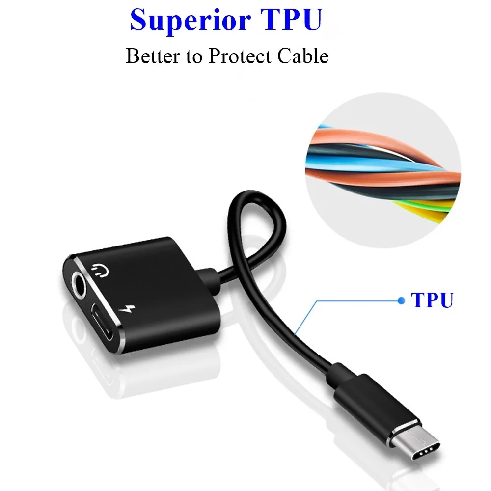 2 в 1 Тип C Aux аудио кабель-адаптер USB Тип C до 3.5 мм разъем для наушников адаптер зарядки для Samsung смартфон 100 шт./лот