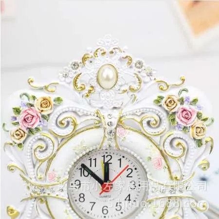 TUDA 4-дюймовые настольные часы в корейском стиле с романтической резьбой по розам, настольные часы из смолы для украшения спальни, настольные часы2880