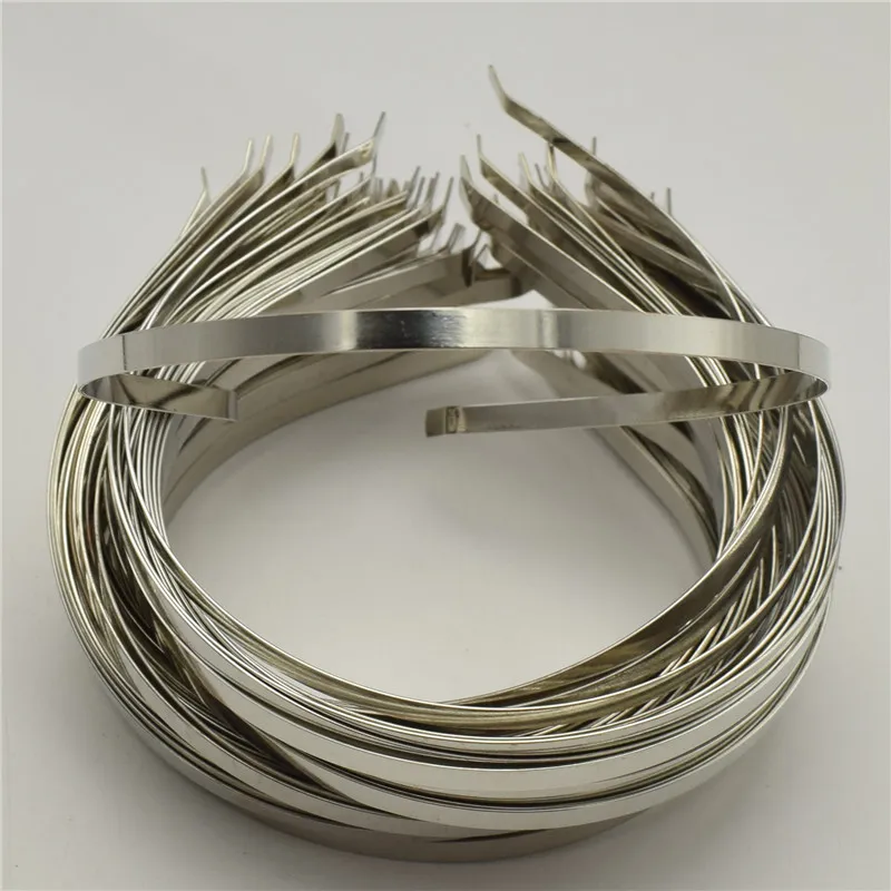 7mm alice bands METAL HEADBAND Silver Color Plain Lady Hair Bands Headbands No Teeth DIY340s