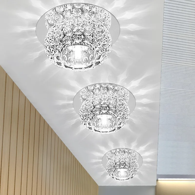 Blase Kristall Deckenleuchten LED Gang Lampe Strahler Wohnzimmer Korridor Eingang Downlight Edelstahl Spiegel Basis Decke305r