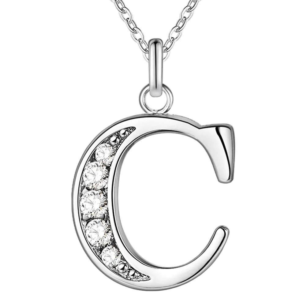 mode hoge kwaliteit 925 zilver 26 stuks brief met diamanten ketting 925 zilveren ketting Valentijnsdag holiday263v