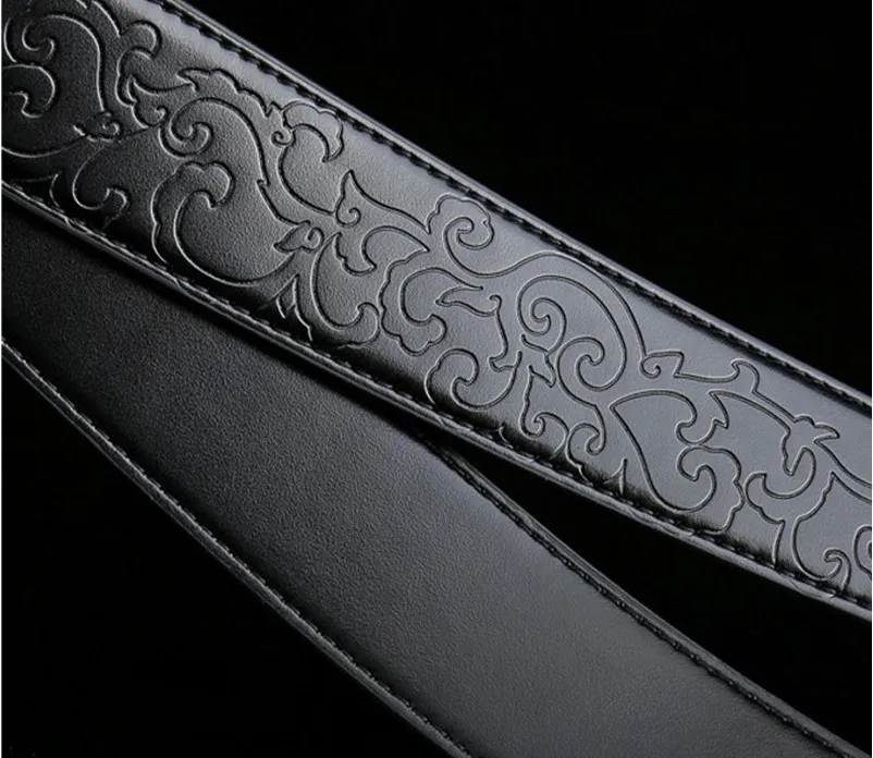 Cinturón de cuero para hombre, cinturones de diseñador, cinturón de cintura de cuero genuino informal de alta calidad, cinturón negro de 105-125cm 299E
