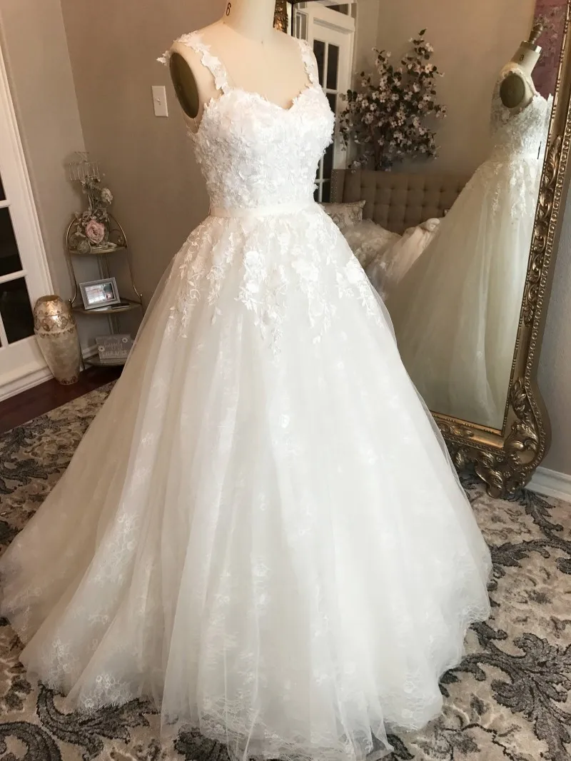 real image 3d floral appliqued wedding dresses strapless sweetheart lace dubai arabic bridal gowns sweep train wedding dress