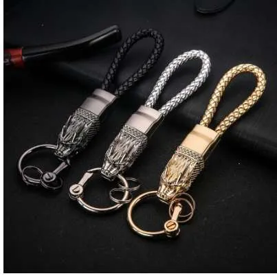 HONEST Dragon Keychains Men Key Chain Car Key Holder Ring Jewelry Bag Pendant Genuine Leather Rope Gift High End Keychain289z