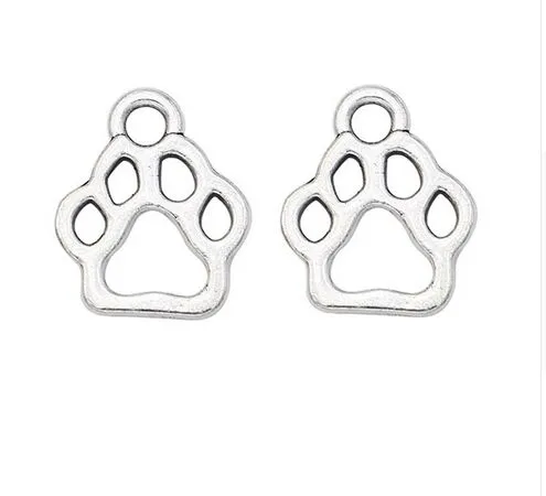 alloy Paw Print Charms Antique silver Charms Pendant For necklace Jewelry Making findings 13x11mm280a