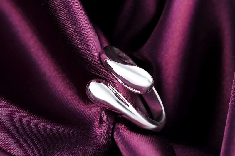 YHAMNI 100% Original anillo de Plata de Ley 925 tamaño ajustable gota de agua lágrima anillo abierto para mujeres con caja de regalo HR012286C