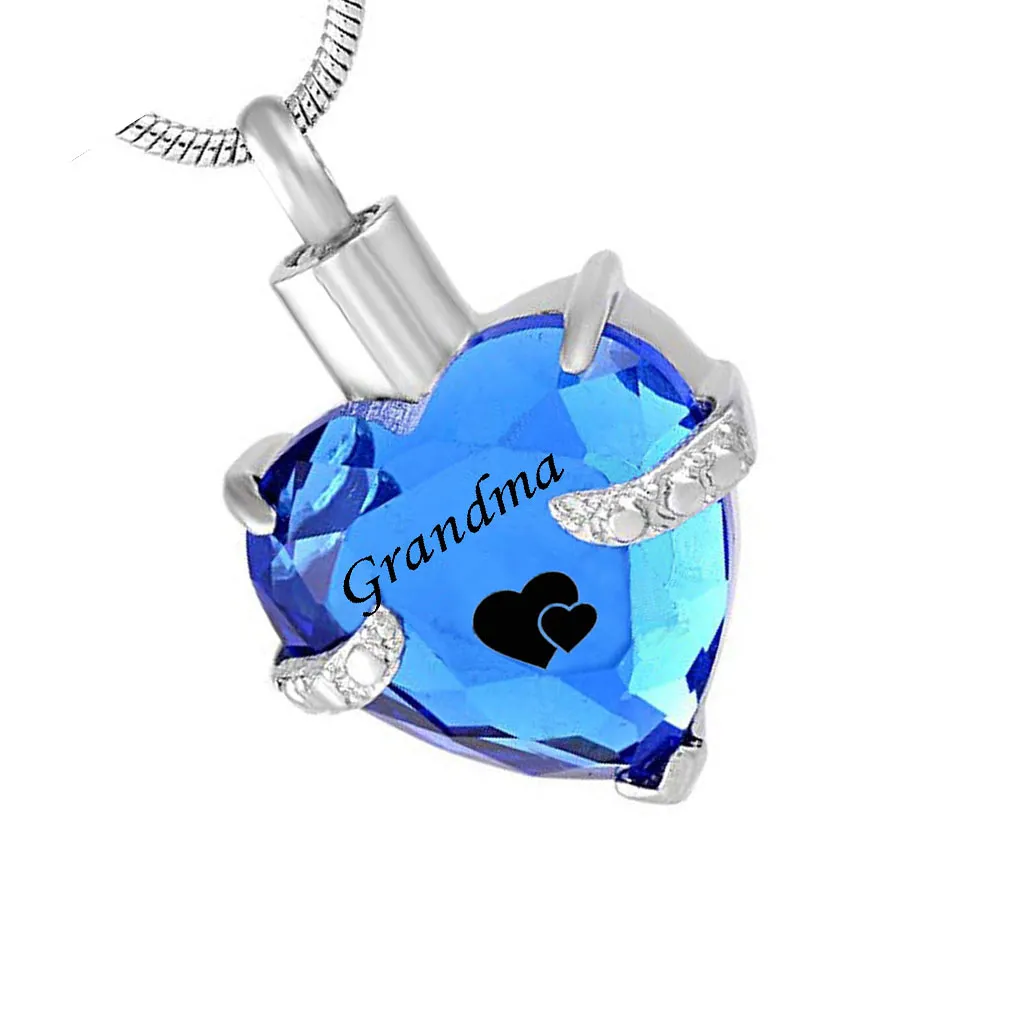 Mormor Glass Cremation Jewelry Heart Birthstone Pendant Urn Necklace Ashes Holder Keepsake262m