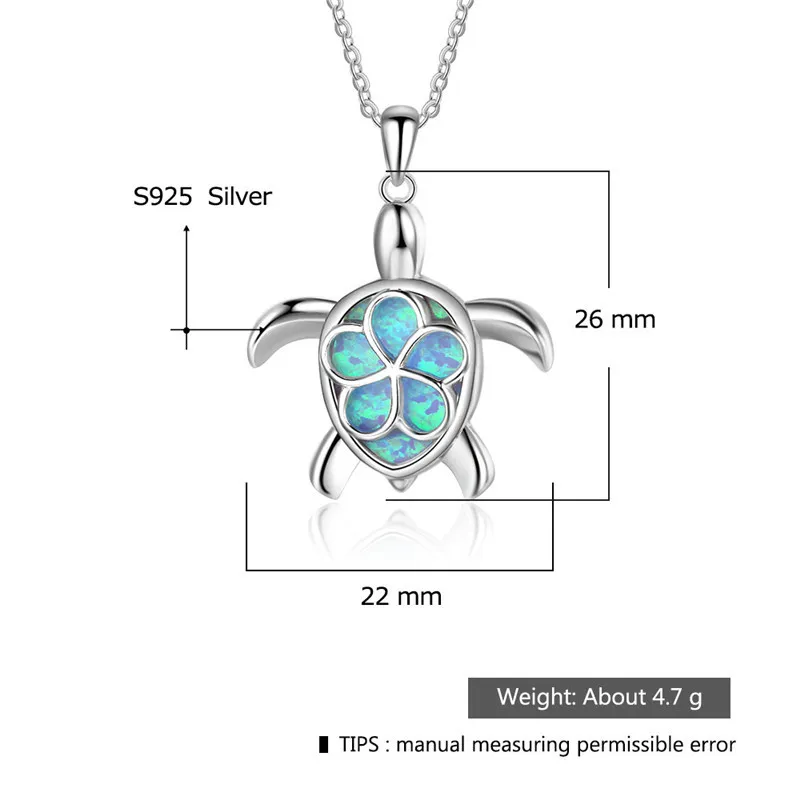 Collier avec pendentif en forme de tortue de mer, nouvelle mode, mignon, argent rempli d'opale bleue, pour femmes, Animal, mariage, océan, plage, bijoux, cadeau 256L