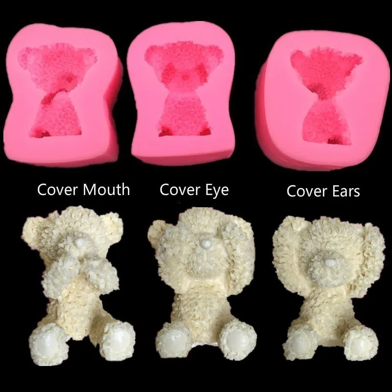 Nouveau produit Belle petite couverture d'ours couverture oculaire couvre-bouche couverture oreilles moule de sucre gâteau décoration outil décoration modèle silicone moule