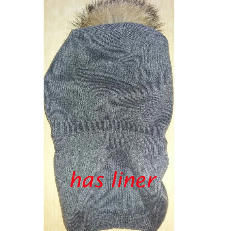 Donna inverno lana lavorata a maglia cappelli pompon beanie naturale pelliccia di volpe pompon cappello tinta unita cappello causale berretto D18110102