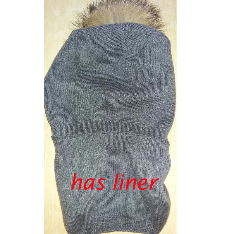Femmes hiver laine tricoté chapeaux pompon bonnet fourrure de renard naturel pompons chapeau couleur unie causal chapeau chapeau D18110102
