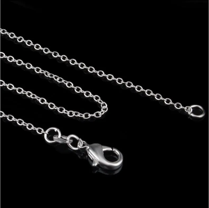 Collana in argento sterling 925 Collane a catena Rolo O Gioielli 1mm 16'' -- 24'' Argento 925 fai da te Chai327L