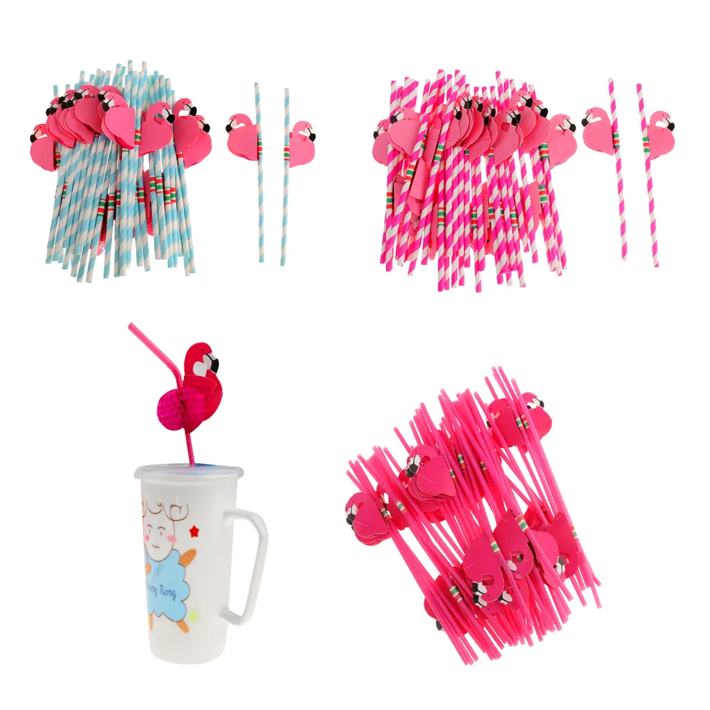 Yeni tasarım flamingo çizgili pipetler luau plaj tropikal parti barware lehine xman kokteyl düğün parti malzemeleri dekor hediye a190n