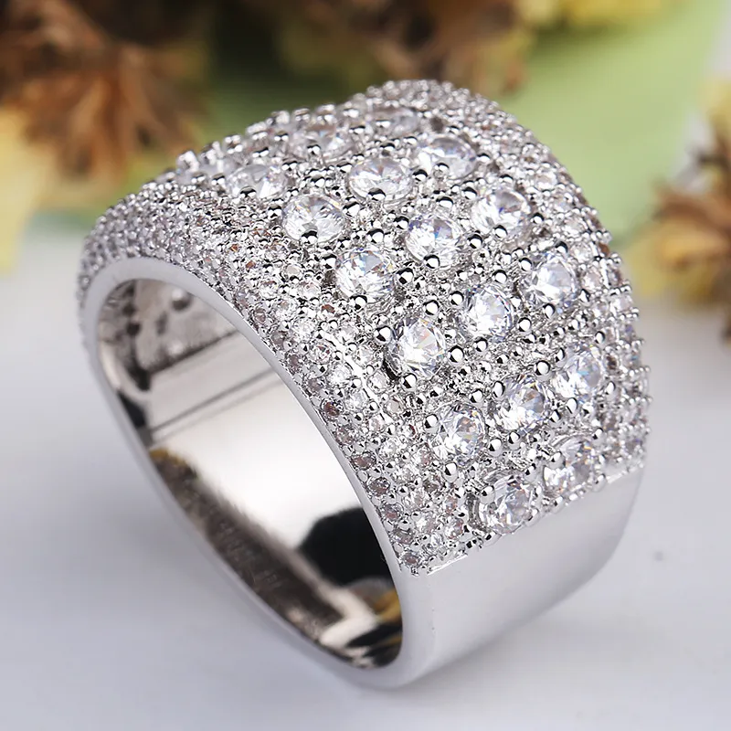 Mens Silver Diamond Stones Ring High Quality Fashion Wedding Engagement Rings For Women