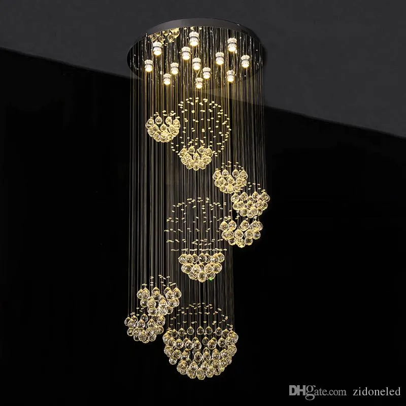 Modern Chandelier Rain Drop Large Crystal Light Fixture med 11 Crystal Sphere Takljusarmatur 13 GU10 Flush Tak trappa L321Q