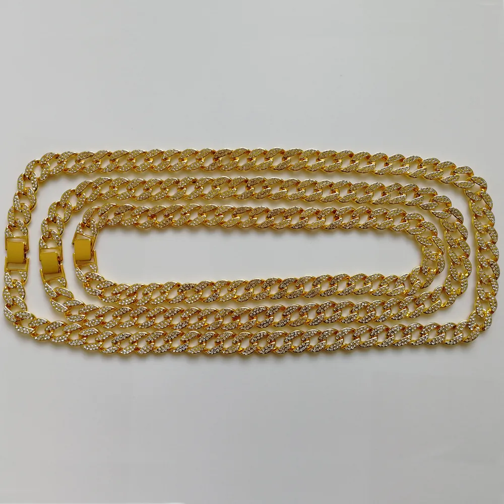 Full Diamond Cuban Necklace 18inch 20inch 24 tum 30 tum bling smycken halsband för män is av Miami Curb Cuban Link Chain232e