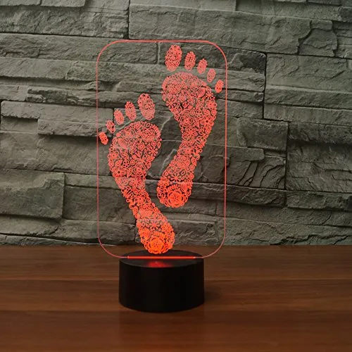 3D Lovely Foot Footprint Night Light Touch Table Desk Optical Illusion Lamps Changing Lights Home Decoration Xmas Birthday311Q