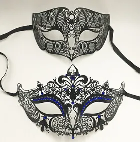 Masque de Couple vénitien en filigrane métallique et strass, paire de masques pour bal, événement, fête de mariage, de Costume pour hommes et femmes, 230M