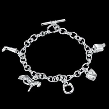 Großhandel - - Einzelhandel niedrigster Preis Weihnachtsgeschenk 925 Silber Hängende Pferdeschwanz Hufeisen Armband Geometrische Silberkette Armband H074