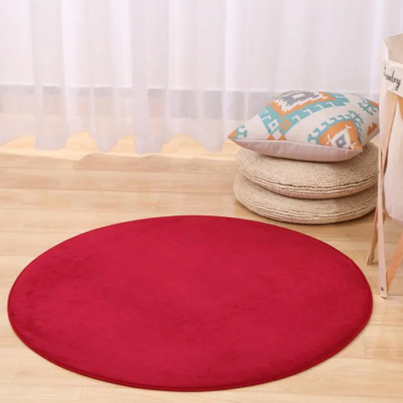 Corail velours anti-dérapant chambre chevets tapis rond salon tapis de sol Table à thé tapis chaise d'ordinateur doux coussin de pied couleurs facile 315j