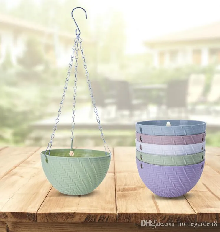 Creative rotin plante pot de fleurs multi-grain vert panier panier pot de fleur jardinage en pot suspendu pot de fleur en plastique en gros