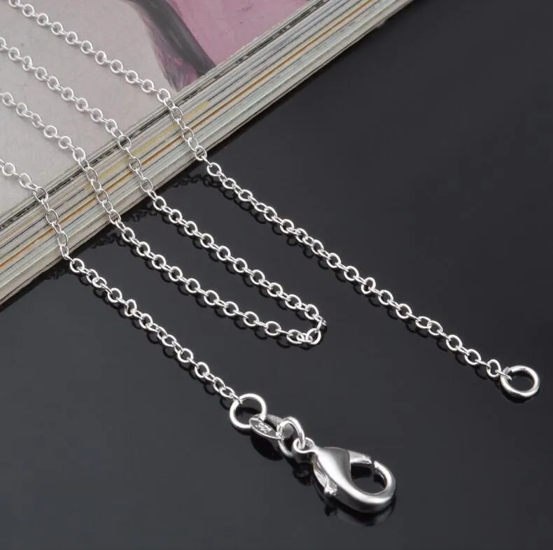 Collier en argent Sterling 925, chaîne Rolo O, bijoux 1mm 16 ''-24'', argent 925 DIY Chai327L