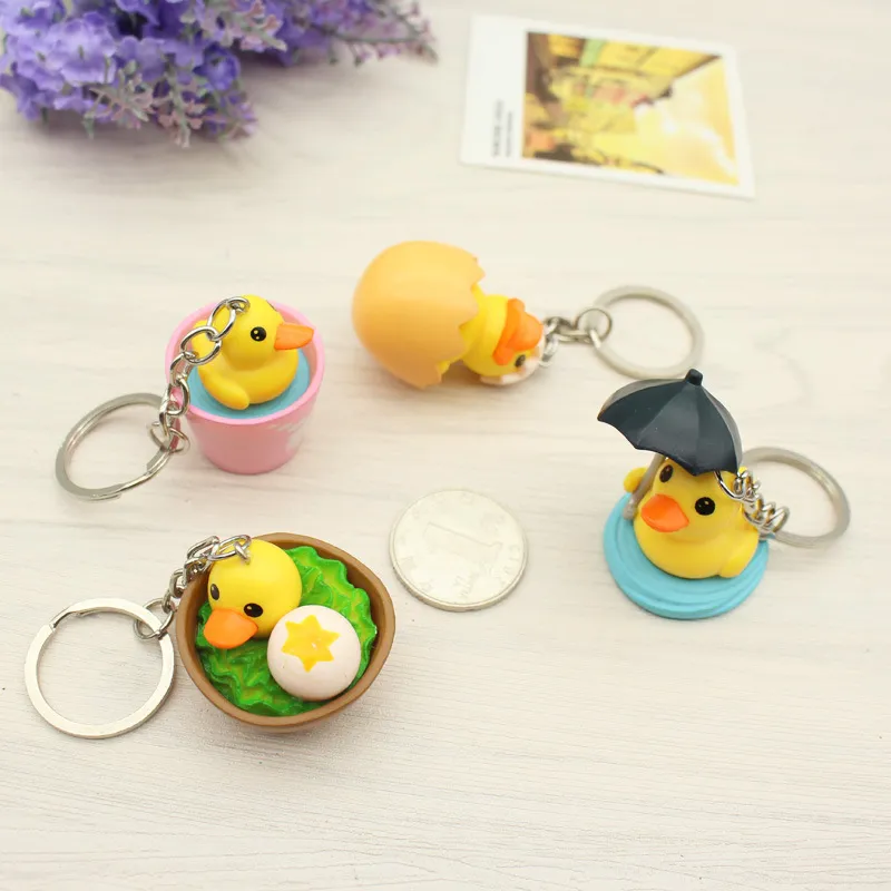 Cute Rubber Duck Keychain Women Kawaii Anime Eggshell Duckling Key Chain On Bag Car Trinket Jewelry Girls Party Birthday Friends G2877454