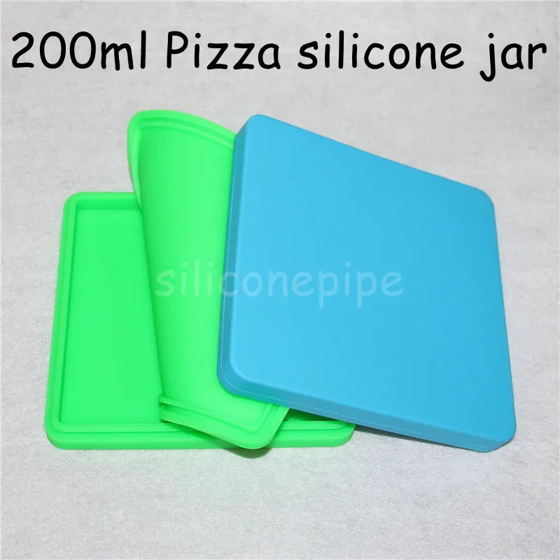 Flat shape bho box concentrate silicone container 200ml for dab pizza box shaped wax container Square big personized vacuum sealable