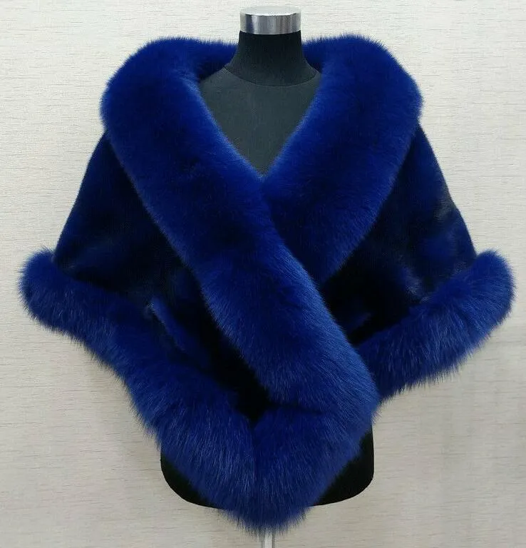 Vinter 2019 Super Big Long Fox Faux Fur Bridal Wraps Evening Dress Shawl Cloak Scarf For Female Party Prom Cocktail i Stock3469