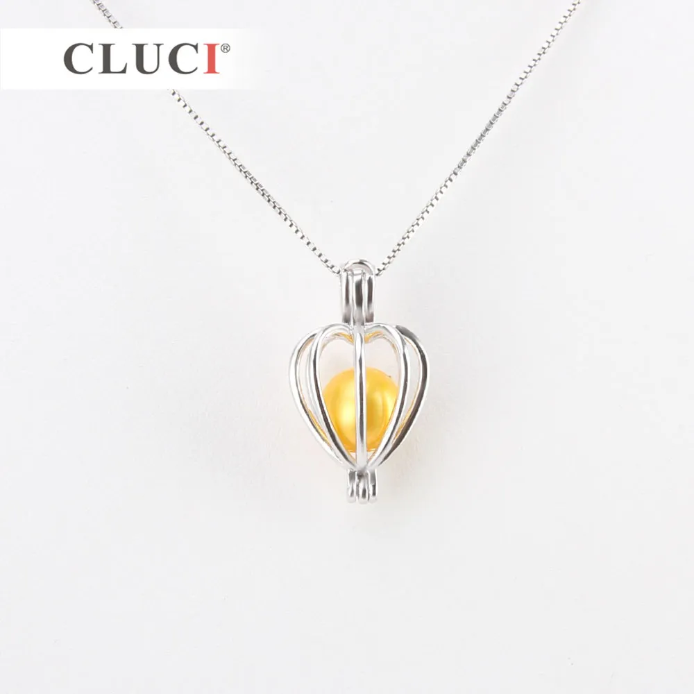 Cluci Heart Cage wisiorek 925 Srebrny wisiorek Pearl Kulki Akcesoria dla kobiet Autentyczna srebrna biżuteria S1810335A