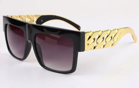 Kim Kardashian Beyonce beroemdheden Style metal Gold Chain Oversized Sunglasses Men Women 270N