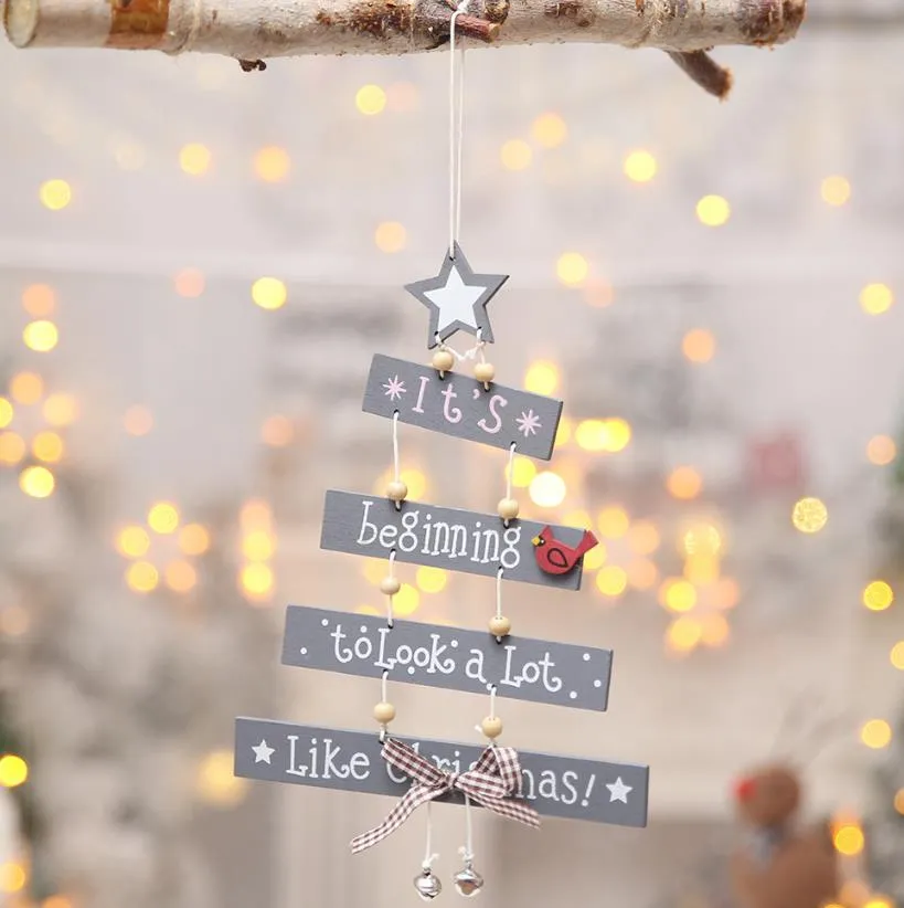 Joyeux Noël Lettre Pendentifs En Bois Ornements Ornement D'arbre De Noël Artisanat En Bois Pour La Maison Mur Décoration De Fête De Noël GA425346I