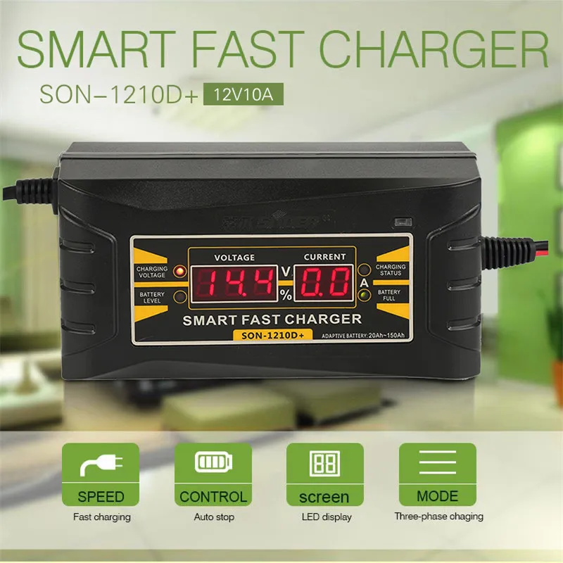 Full Automatic Car Battery  110V/220V To 12V 6A 10A Smart Fast Power Charging For Wet Dry Lead Acid Digital LCD Display