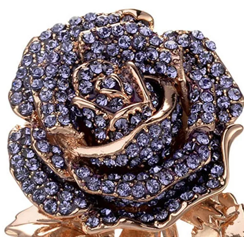 Vintage Rhinestone Rose Brooch Gold Plated Cystal Rose Pins for Party Wedding Gifts Fashion Jewelry Retail Whole243q