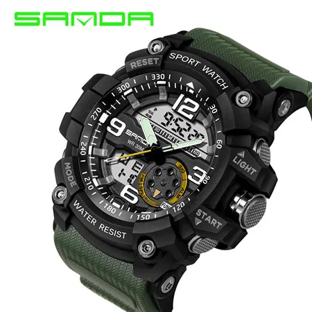 Sanda Digital Watch Mężczyzna armia wojskowa sportowy Watch Wat odporny na datę Kalendarz LED ElectronicsWatches Relogio Masculino288t