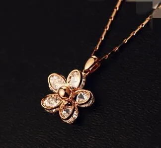 Big Cubic Zirconia Flower Pendant Necklace Women Choker Necklace for Wedding Party Fashion Jewelry Costume Korean Accessories293s