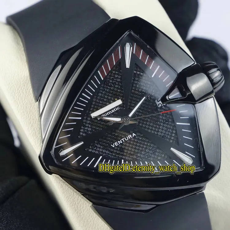 Luxo nova edição h24615331 ventura xxl automático preto malha dial 316l caso de aço inoxidável relógio masculino pulseira borracha esporte wa213h