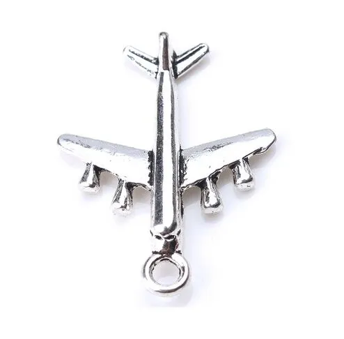 100 st mycket Ancient Silver Alloy Airplane Aircraft Charms hängen för DIY -smycken som gör resultat 27x21mm271m