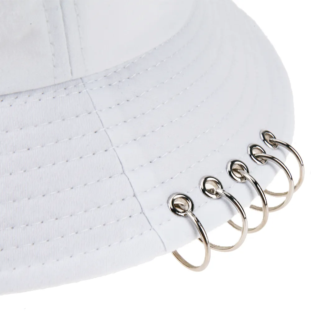Шляпа-ведро унисекс, складная шапка для охоты и рыбака, уличная кепка, крутая кепка с железным кольцом для девочек и мальчиков, рыбацкая шляпа в стиле хип-хоп, однотонная уличная хлопковая шляпа от солнца292d